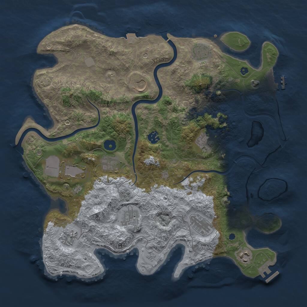 Rust Map: Procedural Map, Size: 3900, Seed: 403566, 17 Monuments