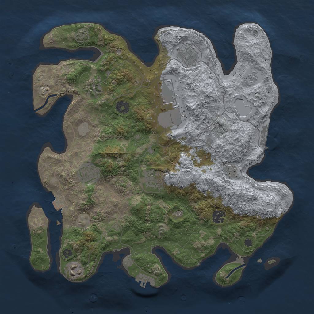 Rust Map: Procedural Map, Size: 3500, Seed: 1349989206, 16 Monuments