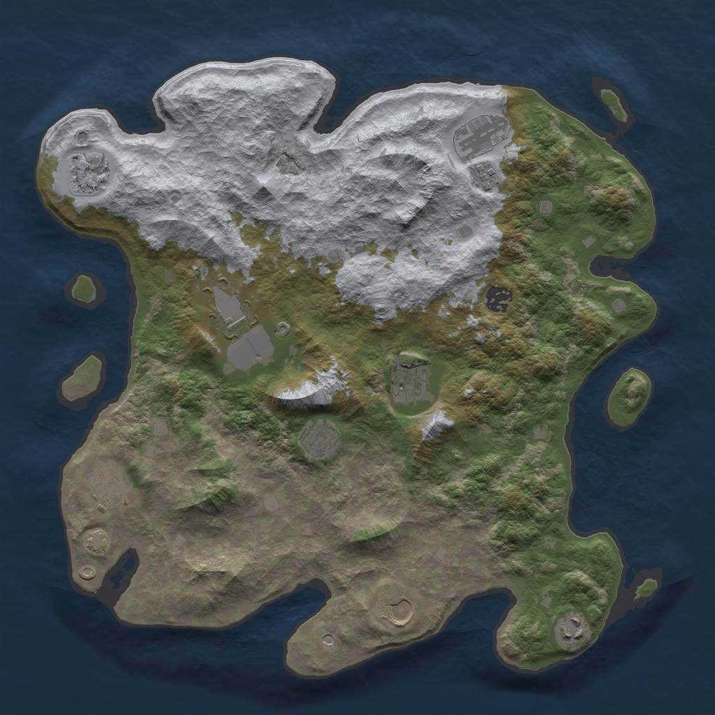 Rust Map: Barren, Size: 4000, Seed: 251513451, 14 Monuments