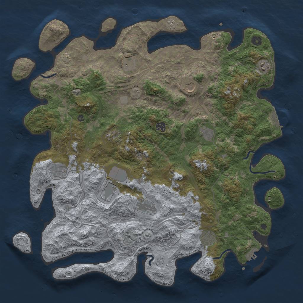 Rust Map: Procedural Map, Size: 4500, Seed: 1579078472, 19 Monuments