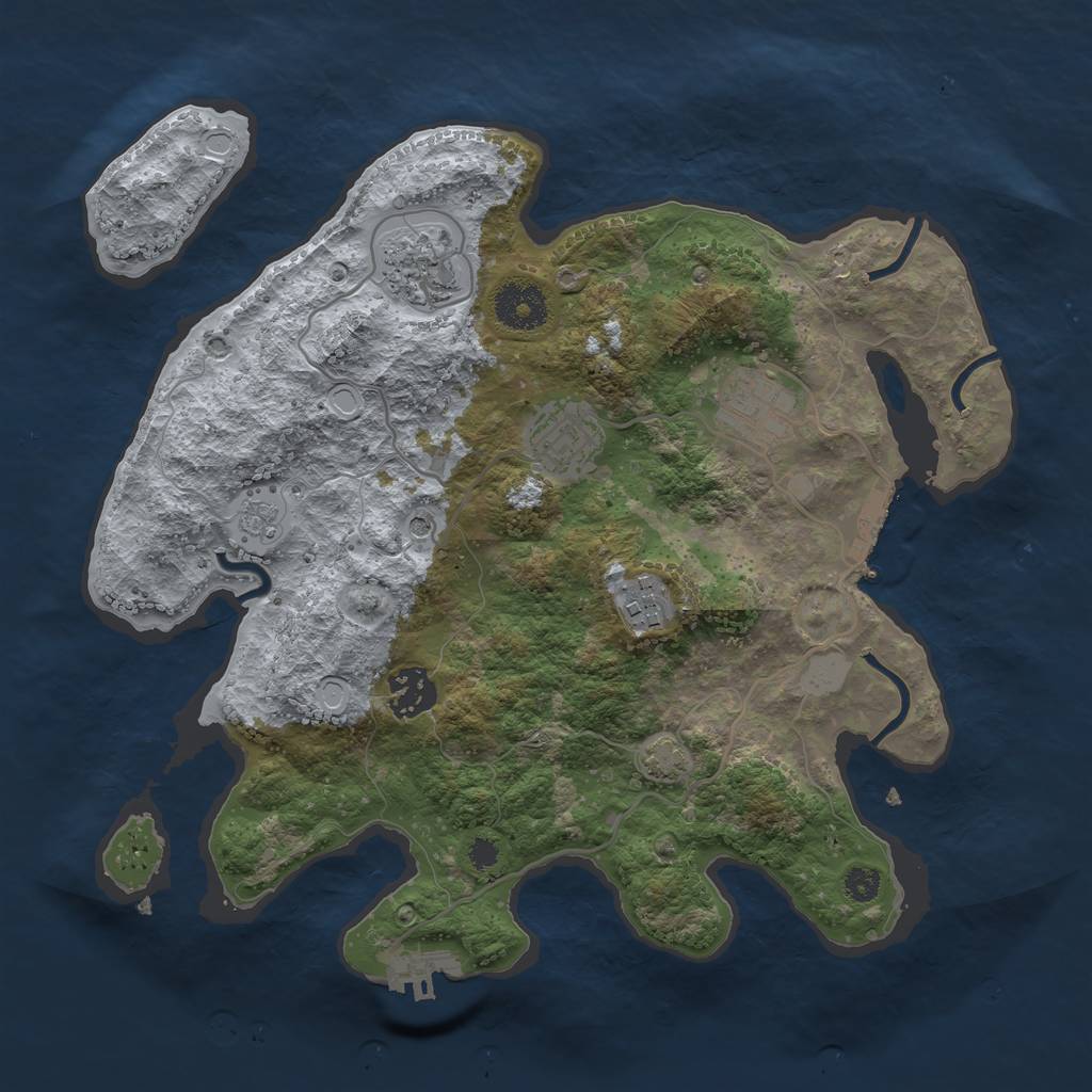 Rust Map: Procedural Map, Size: 3222, Seed: 554090, 13 Monuments