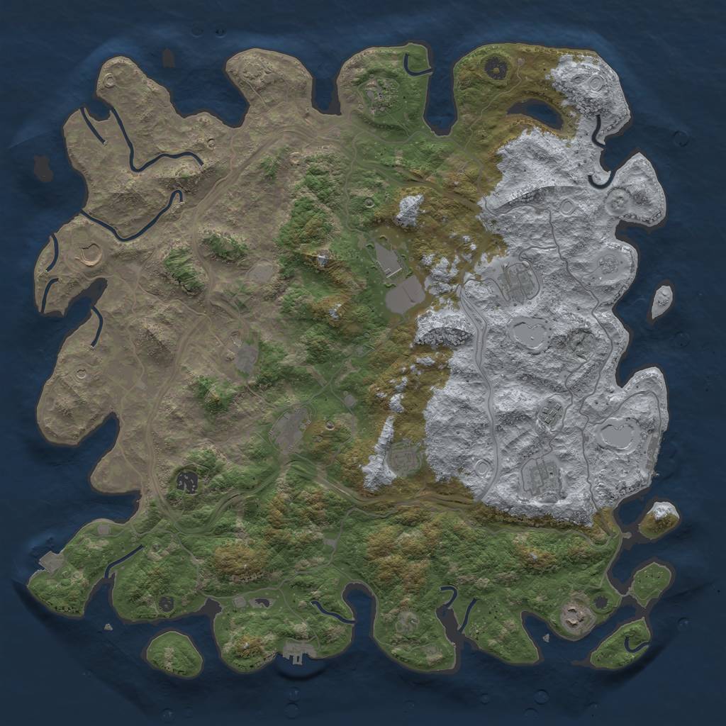 Rust Map: Procedural Map, Size: 4800, Seed: 369849530, 19 Monuments