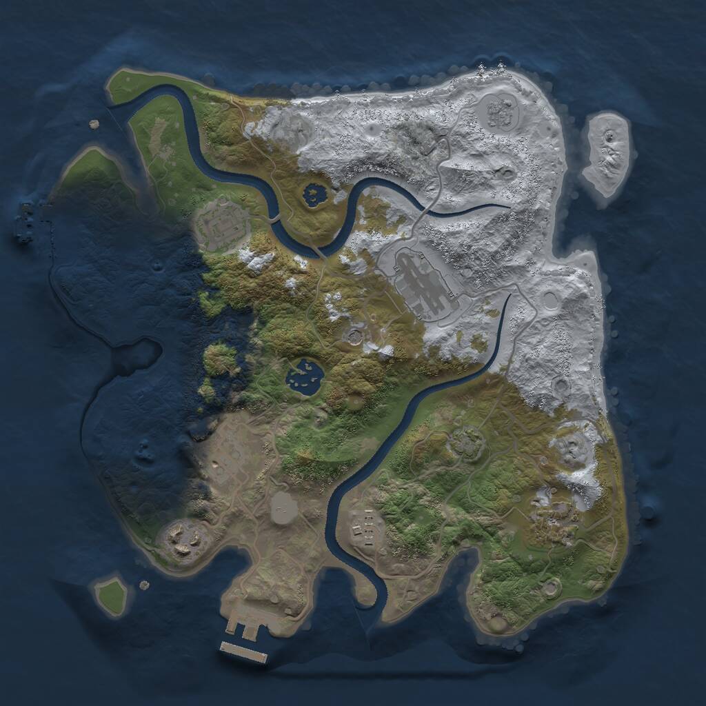 Rust Map: Procedural Map, Size: 3000, Seed: 125464, 13 Monuments