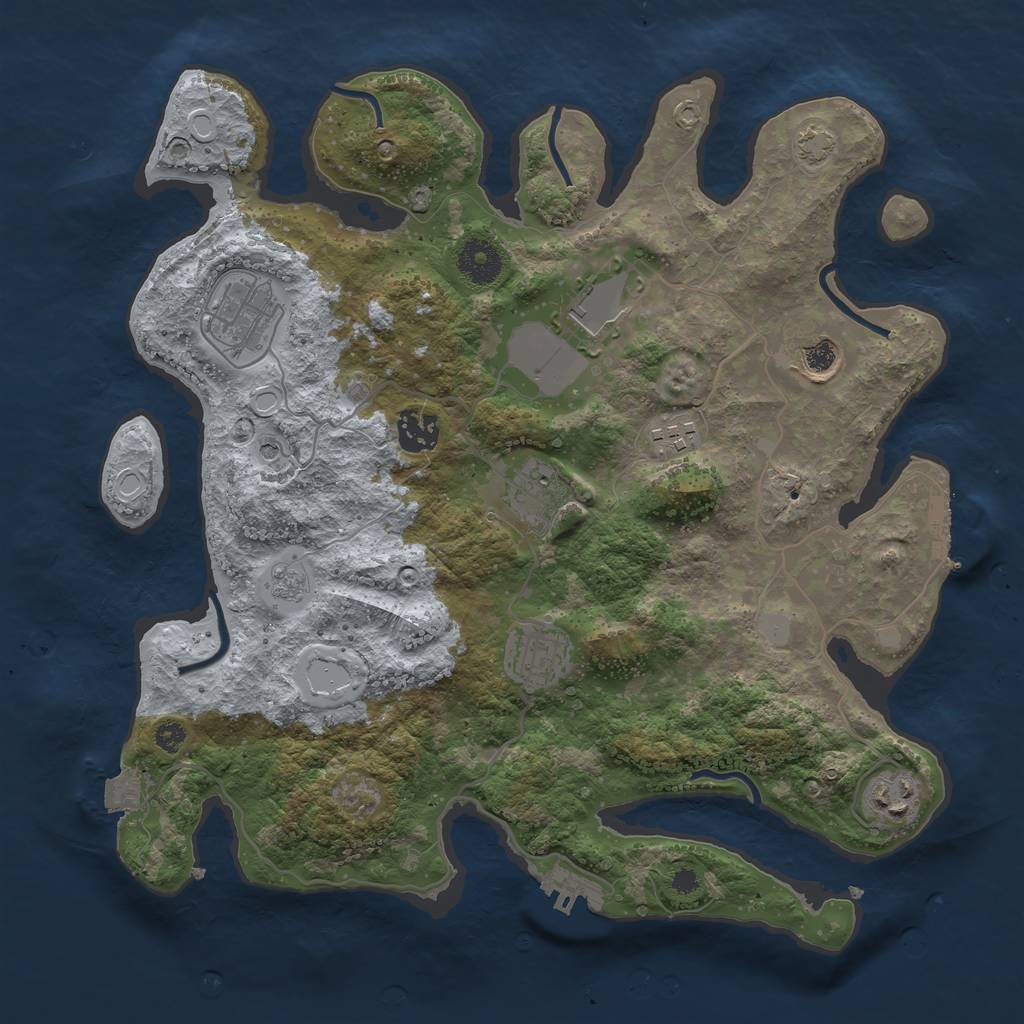 Rust Map: Procedural Map, Size: 3500, Seed: 179847756, 16 Monuments