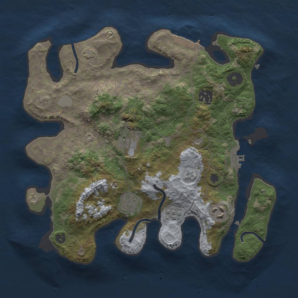 Rust Map: Procedural Map, Size: 3000, Seed: 63548, 12 Monuments