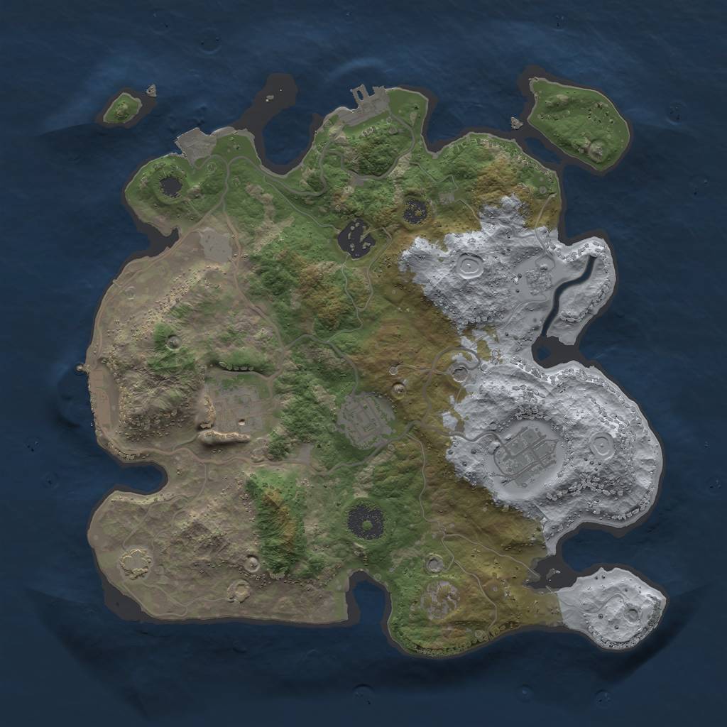 Rust Map: Procedural Map, Size: 3000, Seed: 2002410676, 12 Monuments