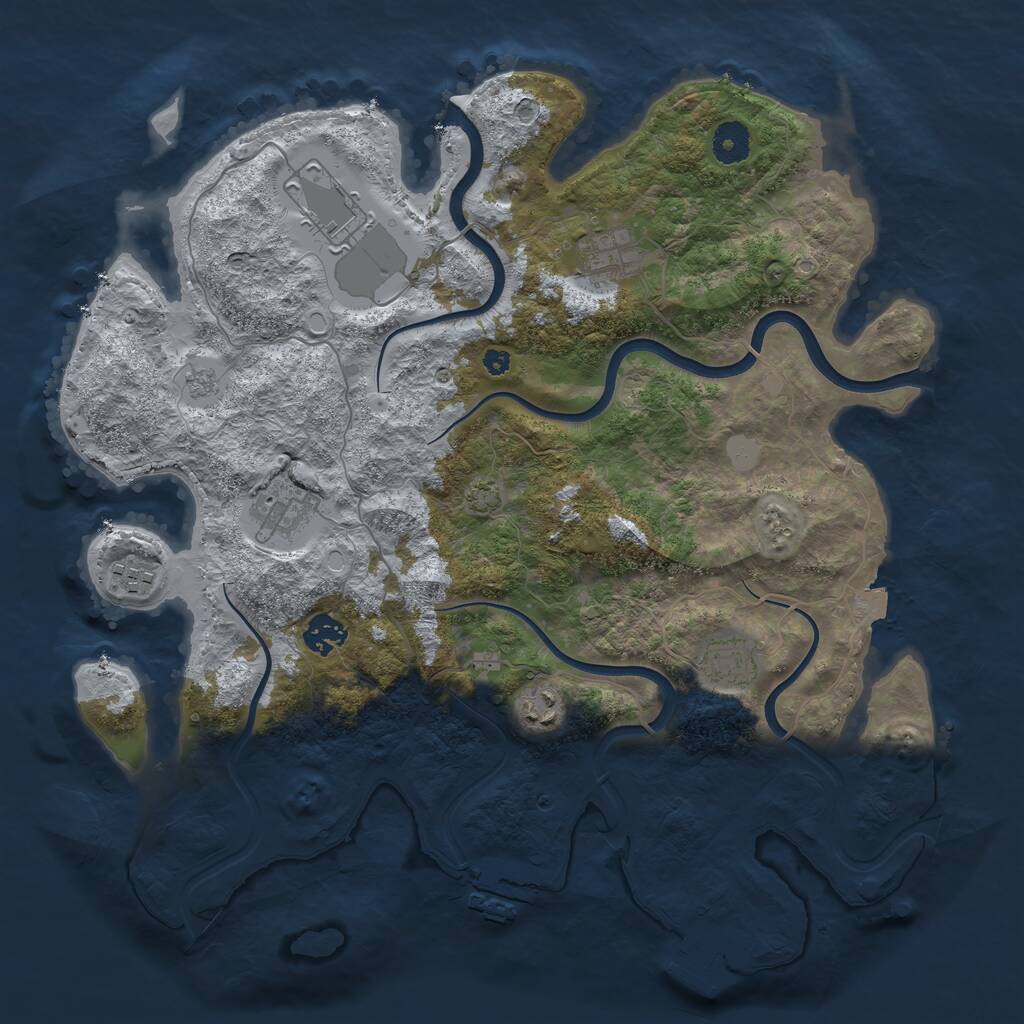 Rust Map: Procedural Map, Size: 3800, Seed: 207152140, 12 Monuments