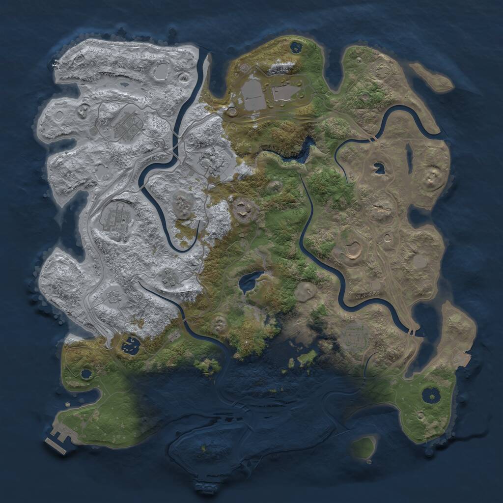 Rust Map: Procedural Map, Size: 4250, Seed: 2147051562, 16 Monuments