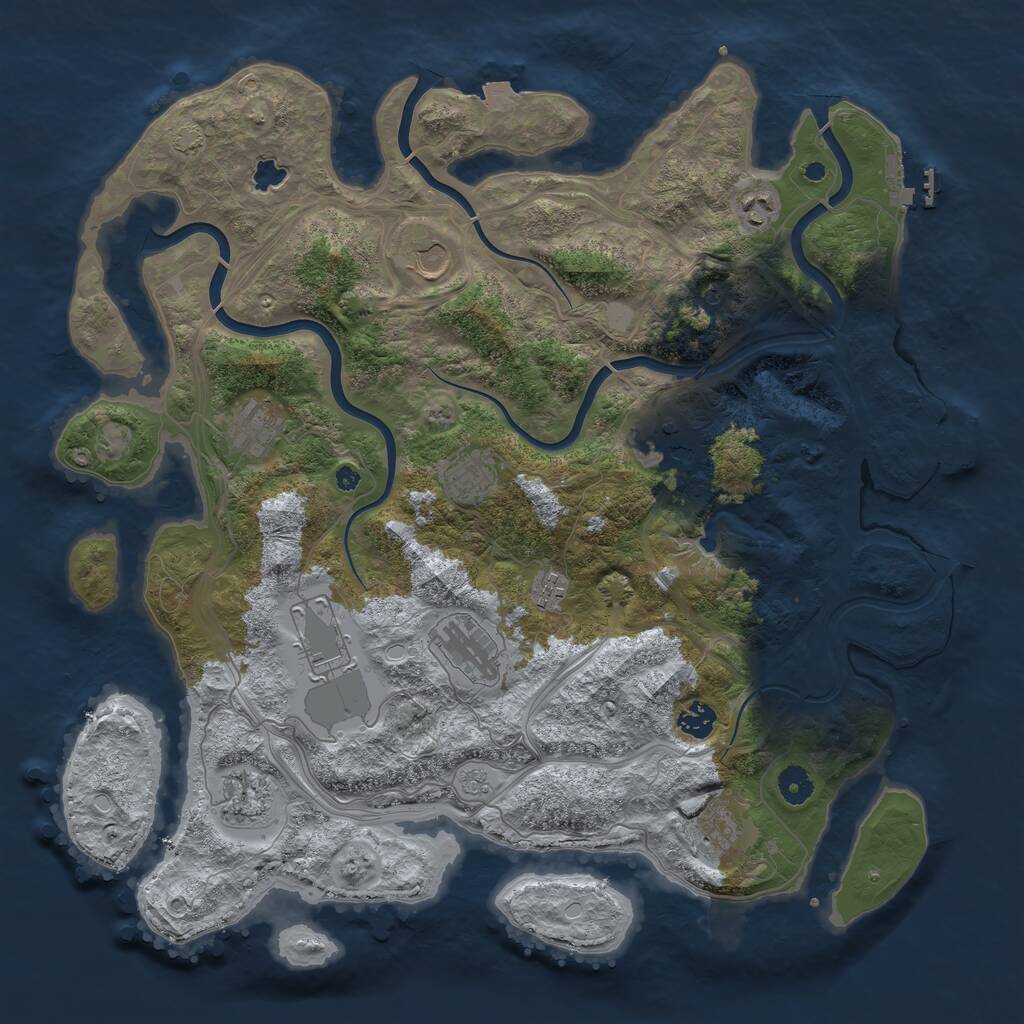 Rust Map: Procedural Map, Size: 4250, Seed: 1137235215, 17 Monuments