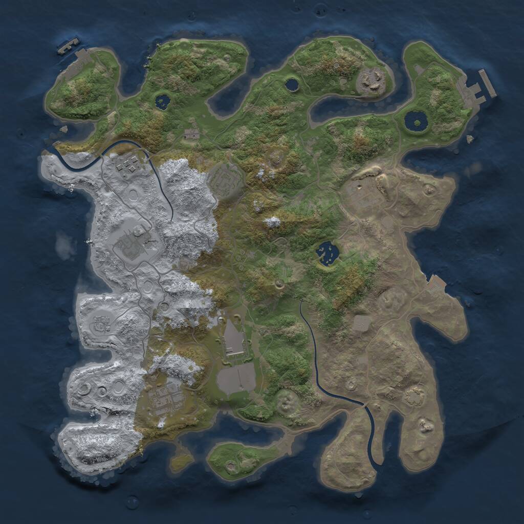 Rust Map: Procedural Map, Size: 3500, Seed: 10801, 14 Monuments