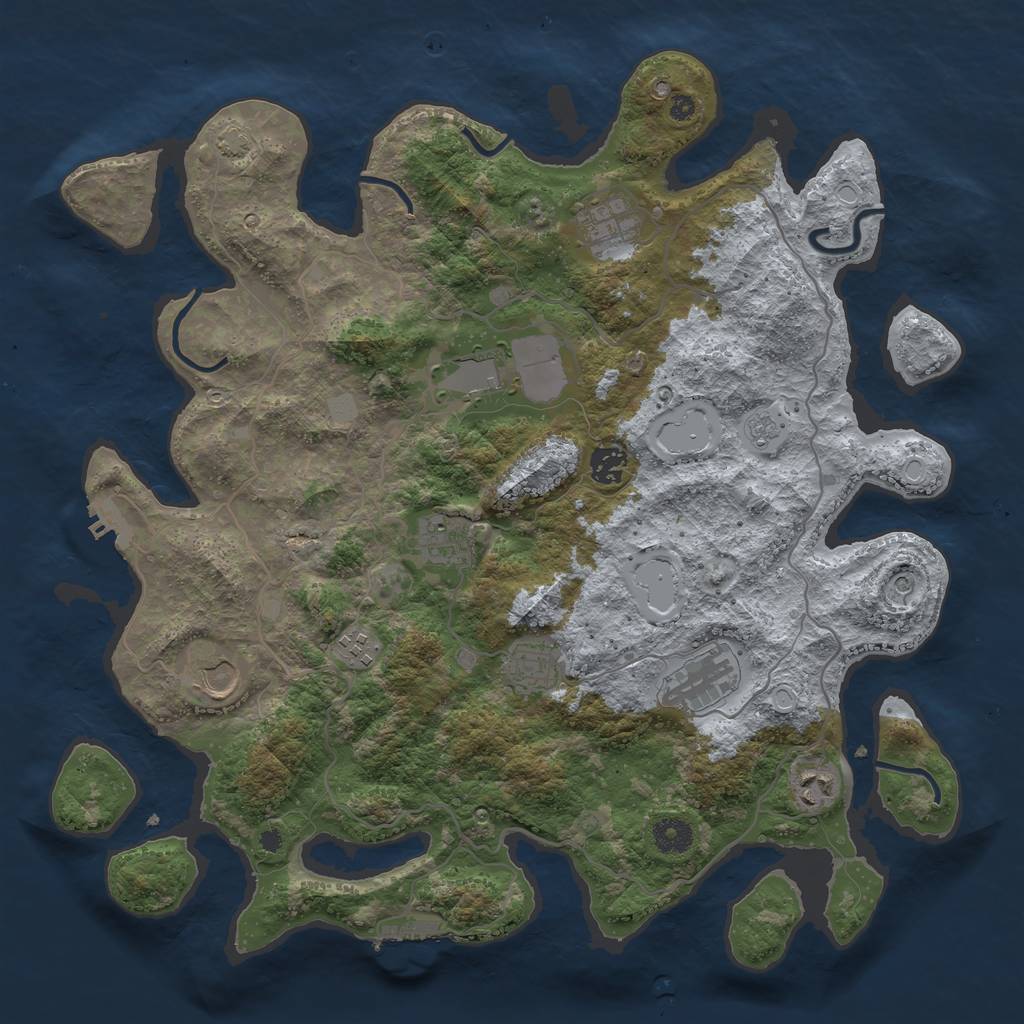 Rust Map: Procedural Map, Size: 4000, Seed: 313378357, 17 Monuments