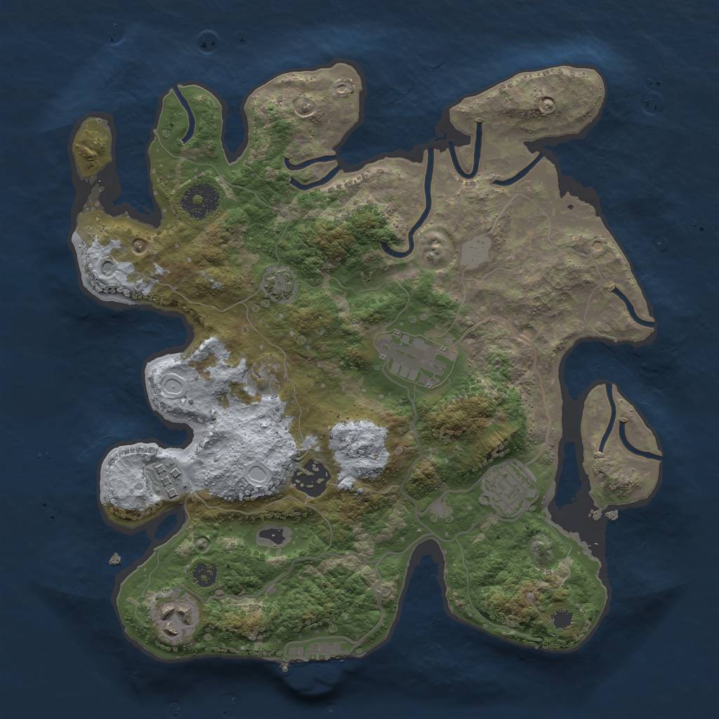 Rust Map: Procedural Map, Size: 3000, Seed: 26534, 10 Monuments