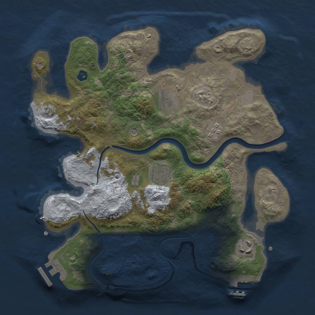 Rust Map: Procedural Map, Size: 3000, Seed: 26534, 9 Monuments