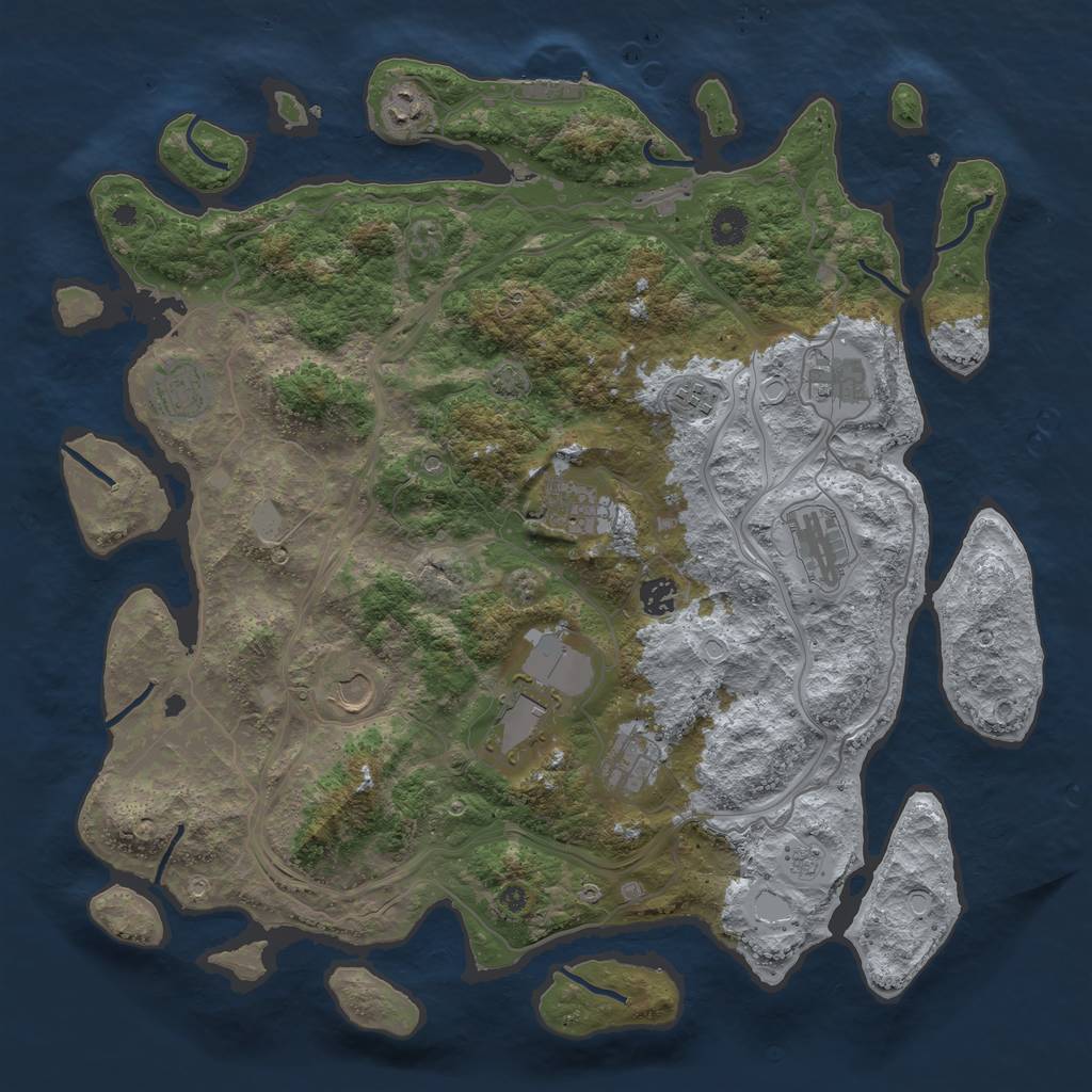 Rust Map: Procedural Map, Size: 4250, Seed: 2130927728, 17 Monuments