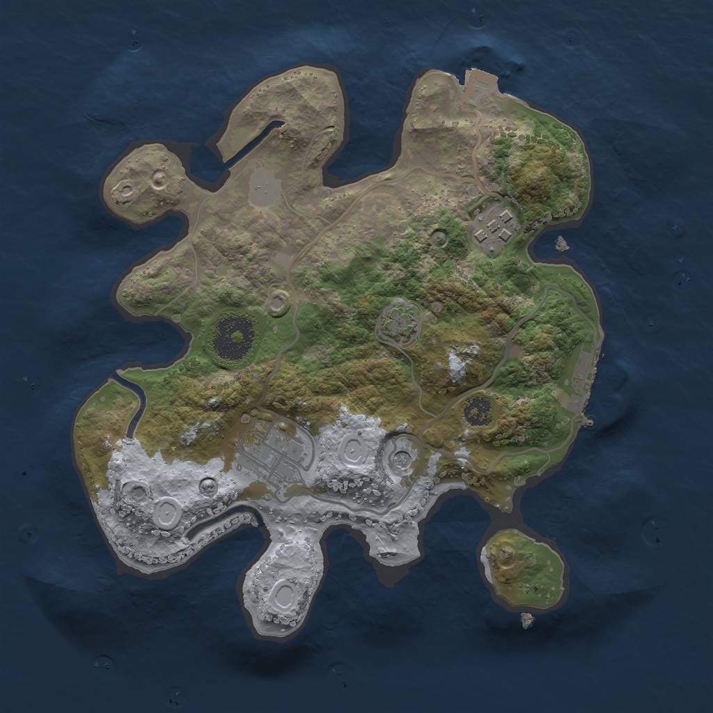 Rust Map: Procedural Map, Size: 2500, Seed: 1400162159, 8 Monuments