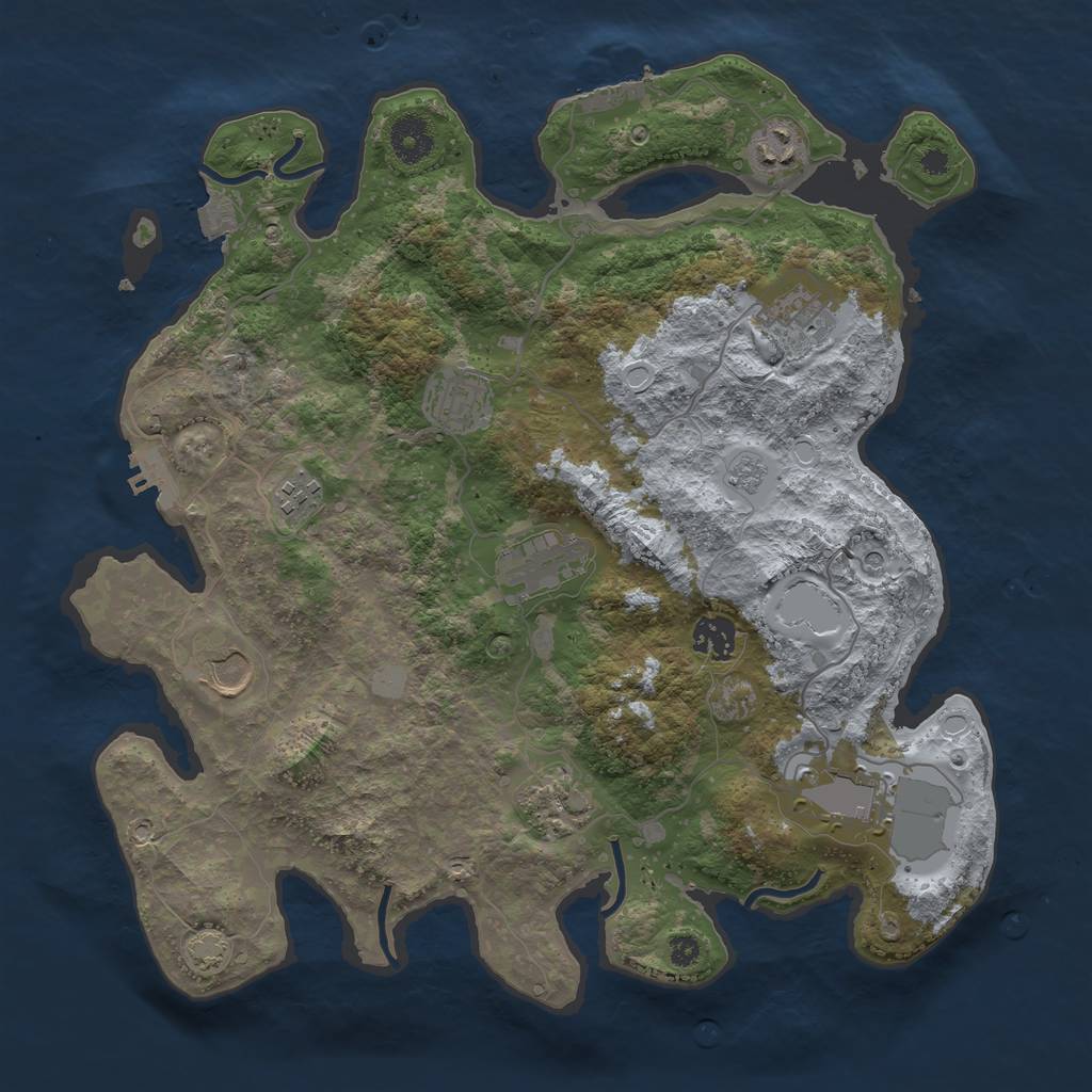 Rust Map: Procedural Map, Size: 3650, Seed: 65371, 17 Monuments