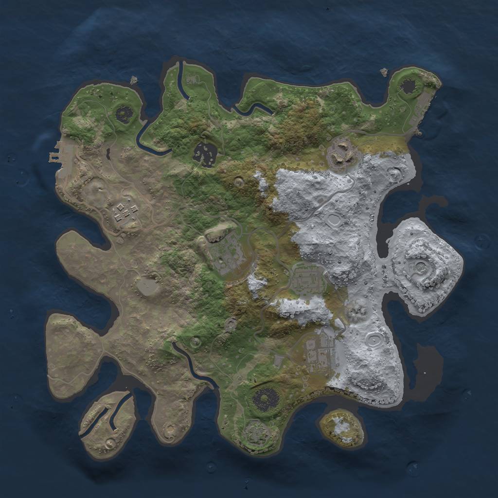 Rust Map: Procedural Map, Size: 3000, Seed: 243233, 13 Monuments