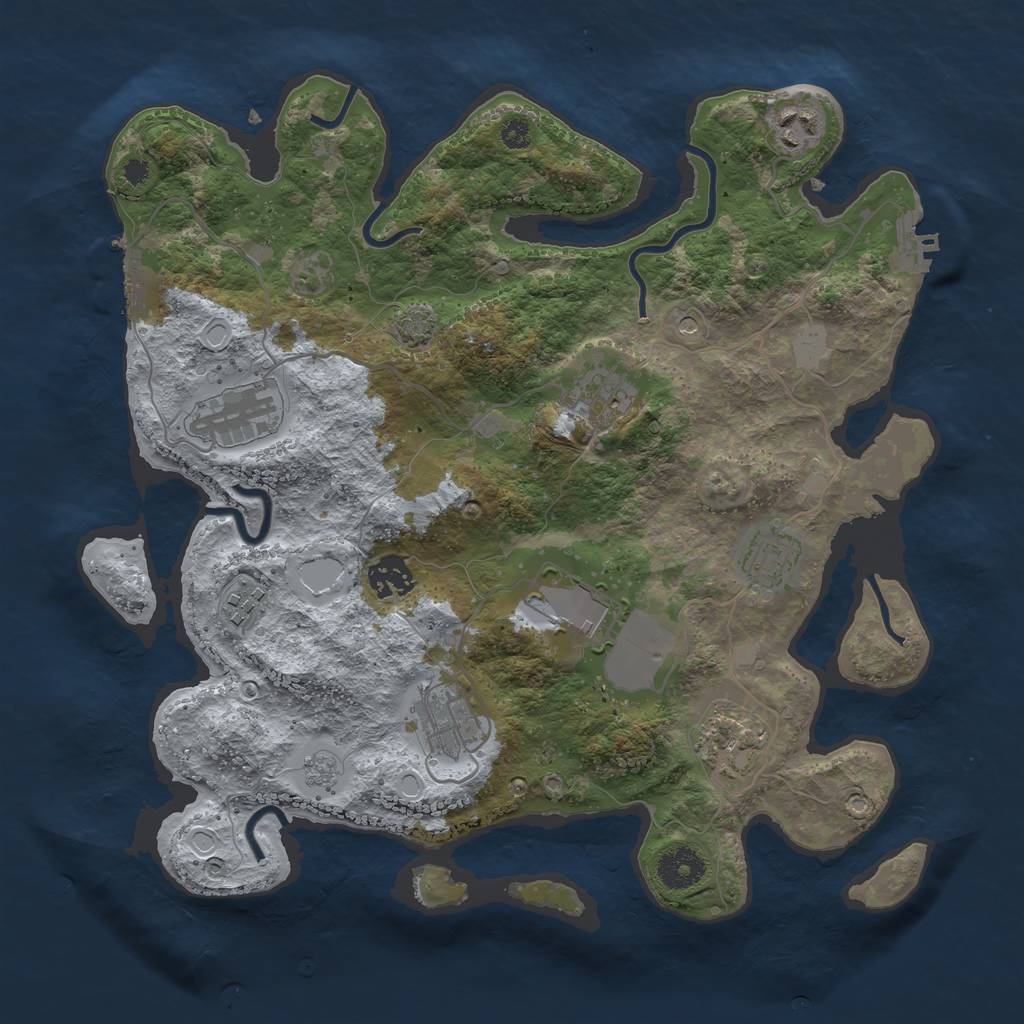 Rust Map: Procedural Map, Size: 3500, Seed: 1989793282, 17 Monuments