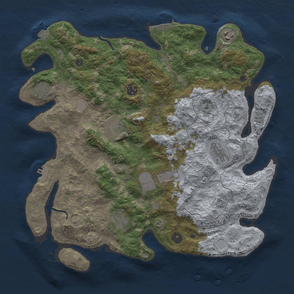 Rust Map: Procedural Map, Size: 4000, Seed: 852359091, 16 Monuments