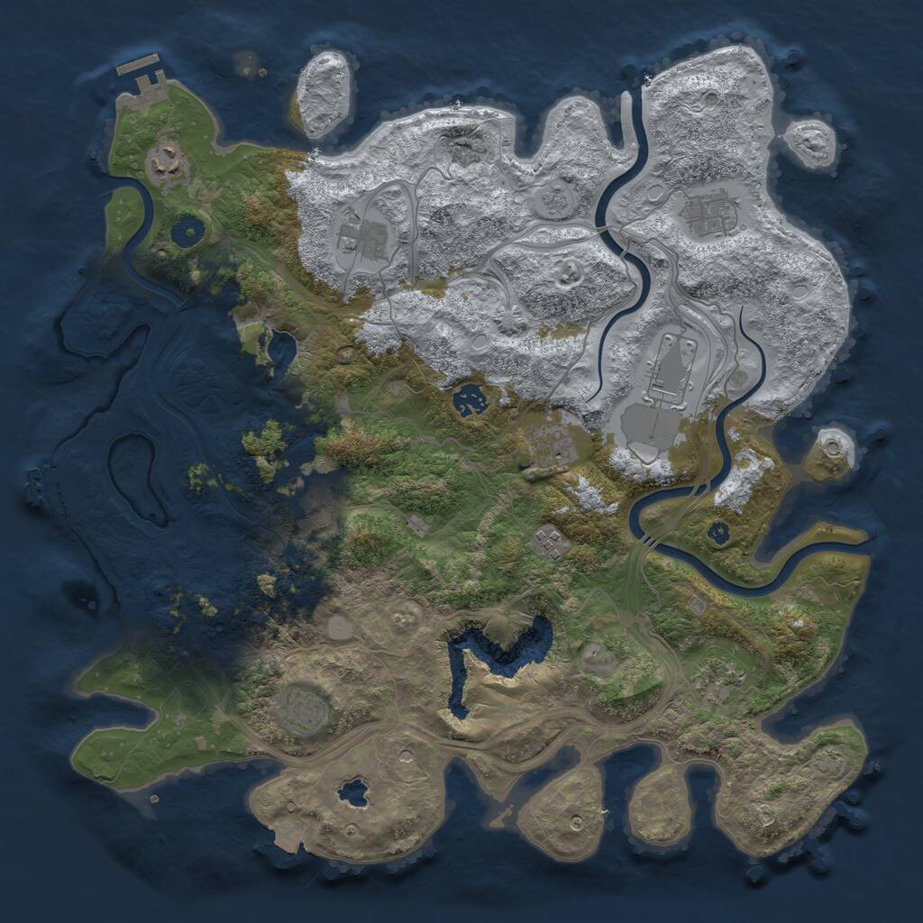 Rust Map: Procedural Map, Size: 4250, Seed: 1360573720, 16 Monuments