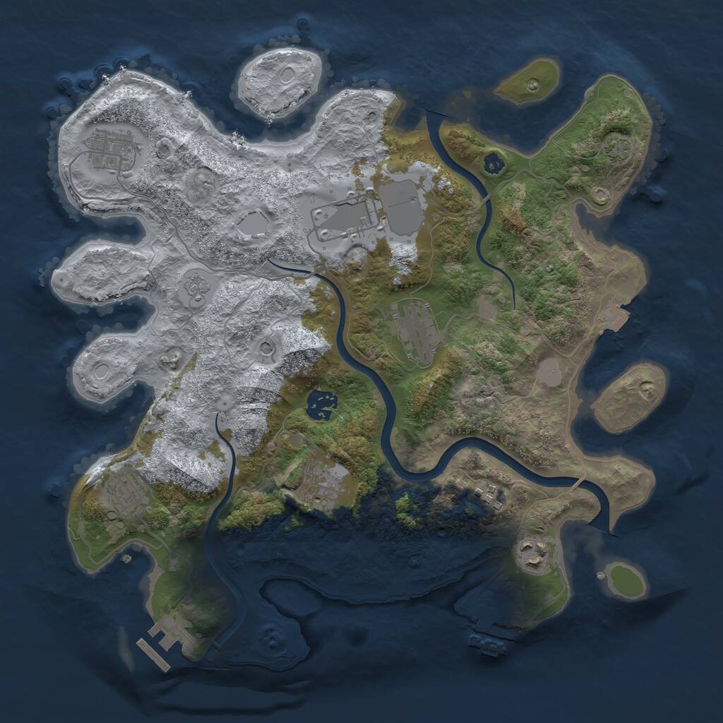 Rust Map: Procedural Map, Size: 3500, Seed: 58992407, 14 Monuments