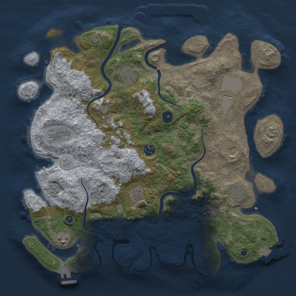 Rust Map: Procedural Map, Size: 3950, Seed: 737884975, 14 Monuments