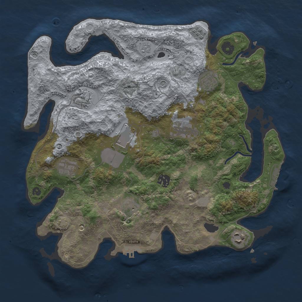 Rust Map: Procedural Map, Size: 3550, Seed: 389483, 17 Monuments