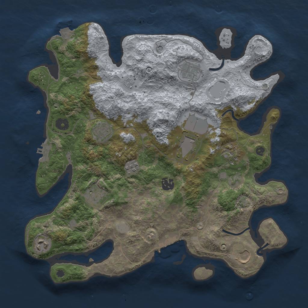Rust Map: Procedural Map, Size: 3550, Seed: 647975, 17 Monuments