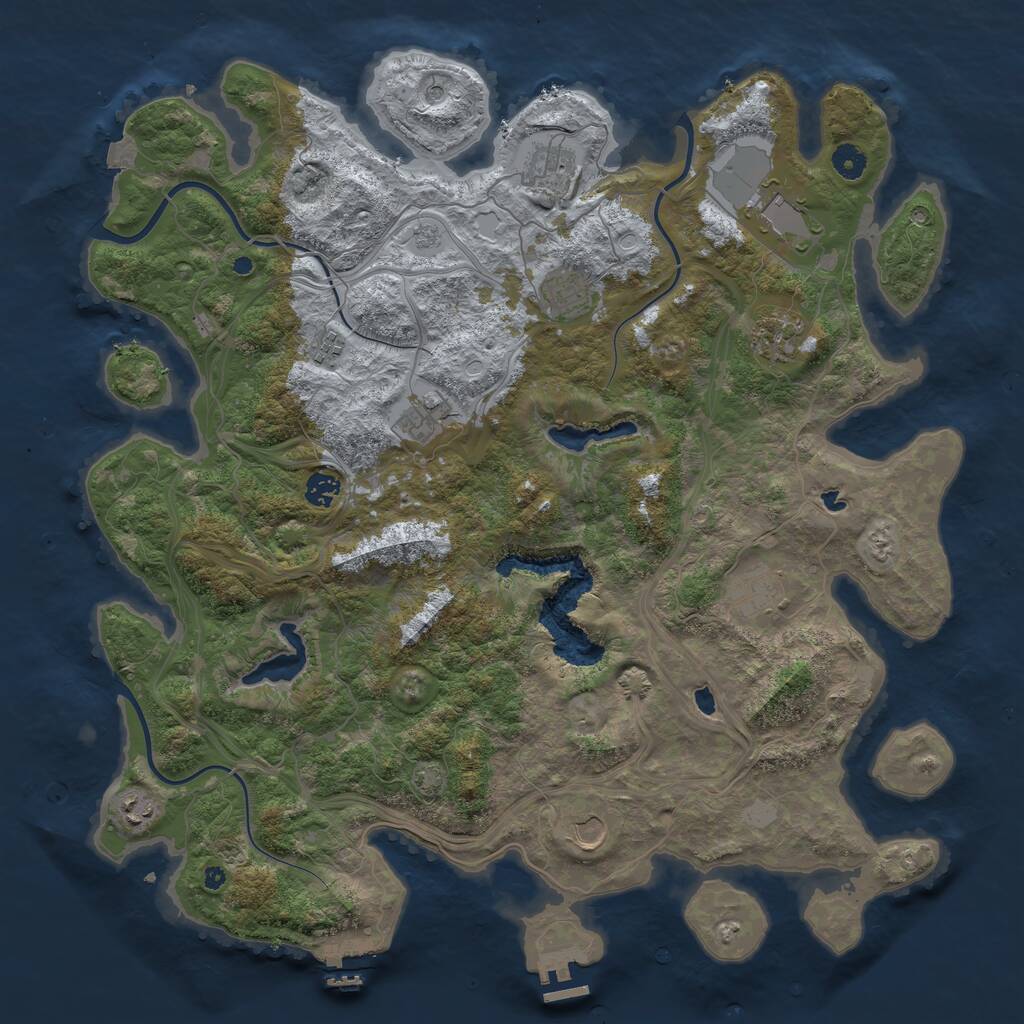 Rust Map: Procedural Map, Size: 4500, Seed: 998765373, 16 Monuments