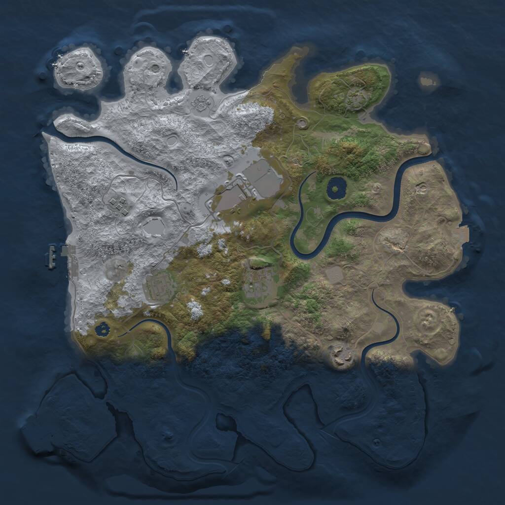 Rust Map: Procedural Map, Size: 3500, Seed: 31132444, 10 Monuments