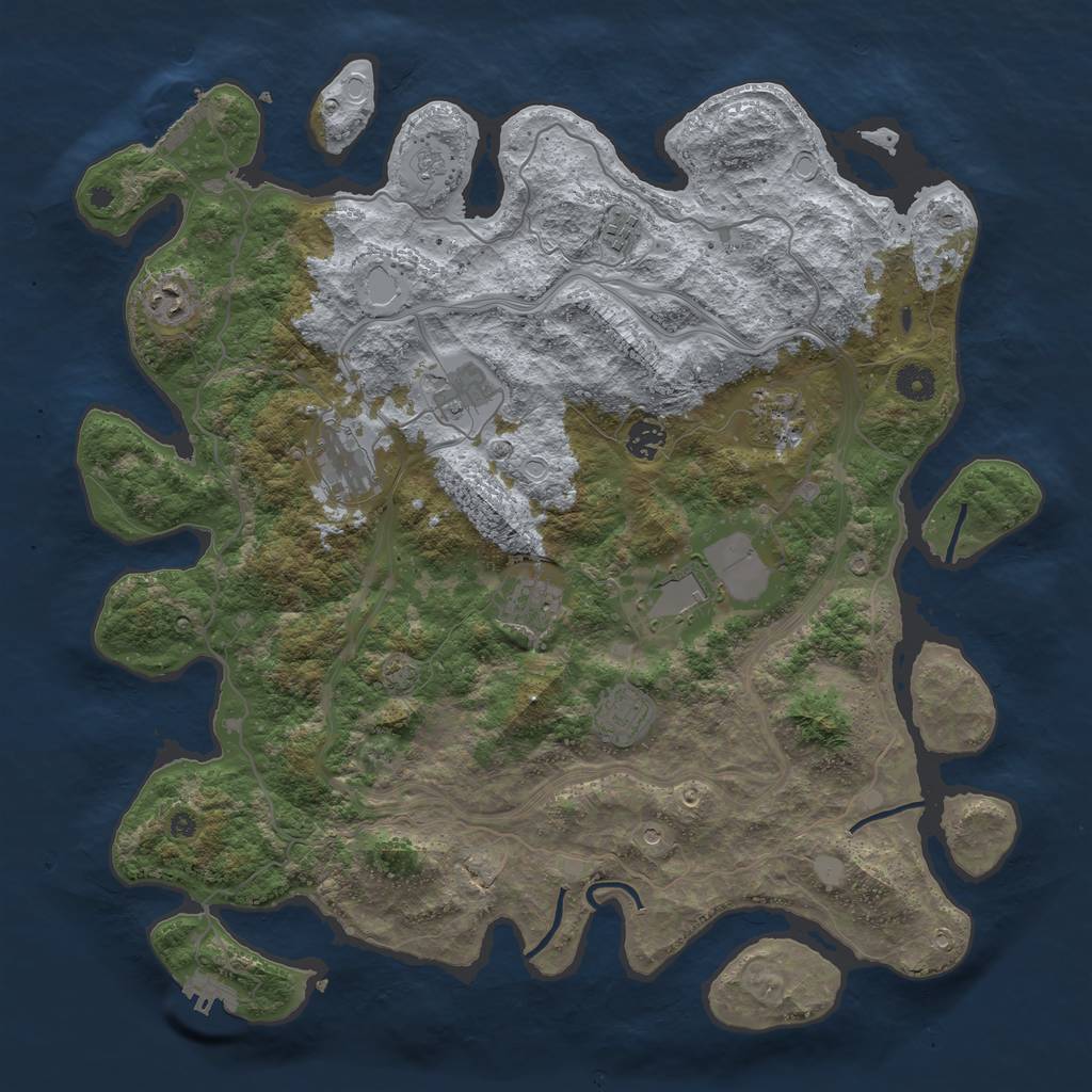 Rust Map: Procedural Map, Size: 4250, Seed: 43667852, 17 Monuments