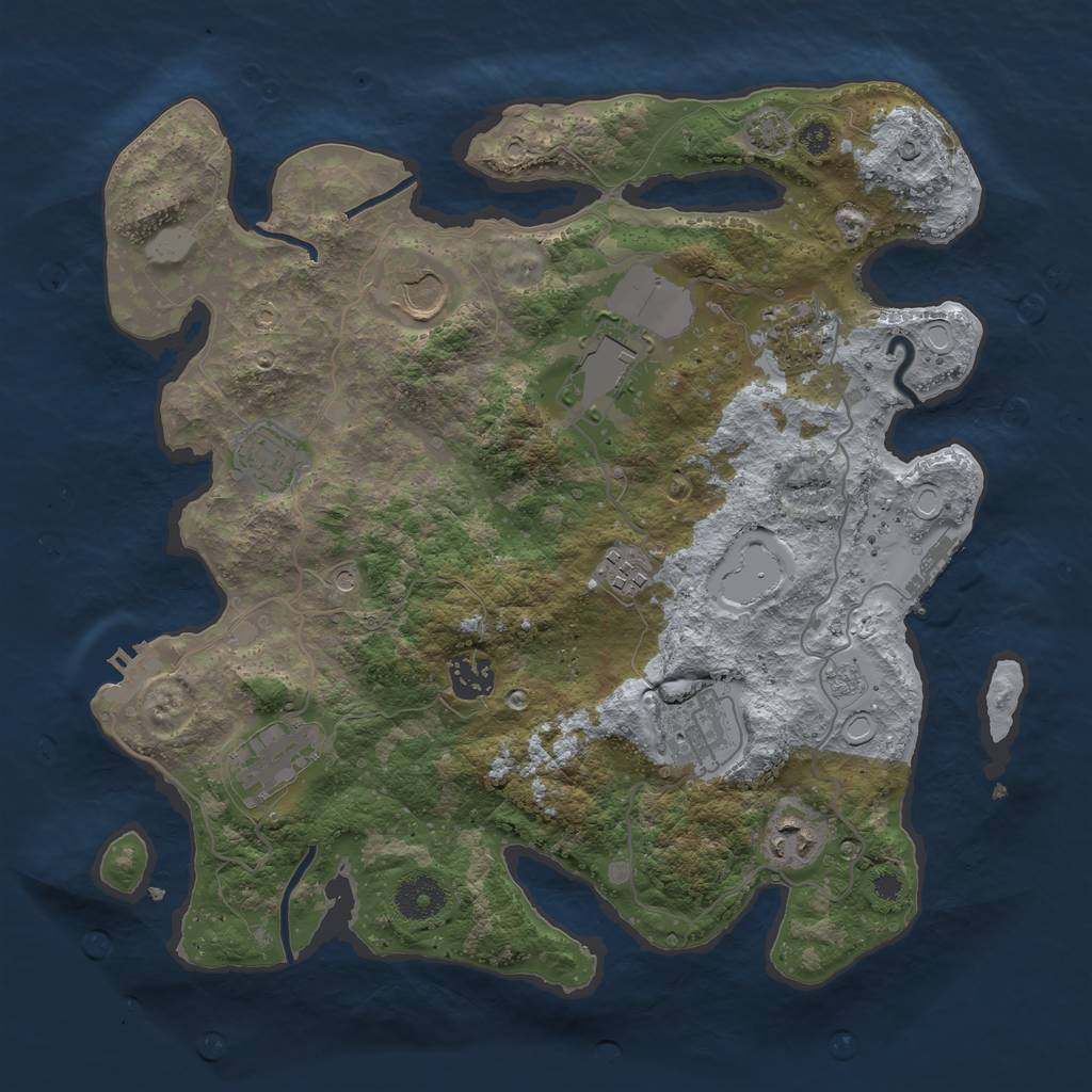Rust Map: Procedural Map, Size: 3500, Seed: 901034429, 17 Monuments