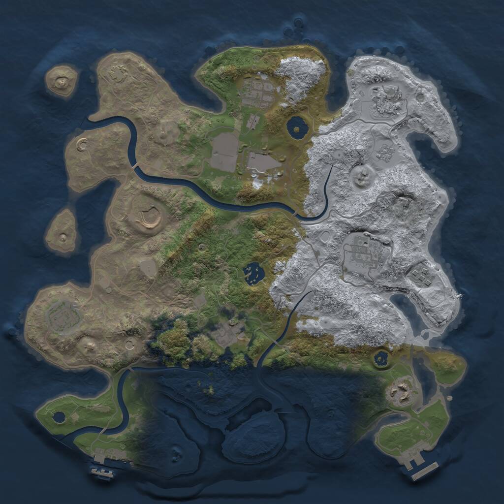 Rust Map: Procedural Map, Size: 3500, Seed: 29401, 16 Monuments