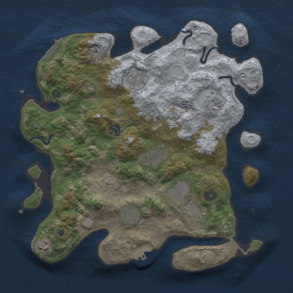 Rust Map: Procedural Map, Size: 3500, Seed: 409287864, 16 Monuments