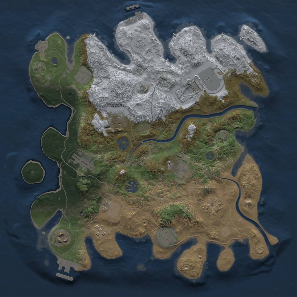 Rust Map: Procedural Map, Size: 3500, Seed: 976219739, 18 Monuments