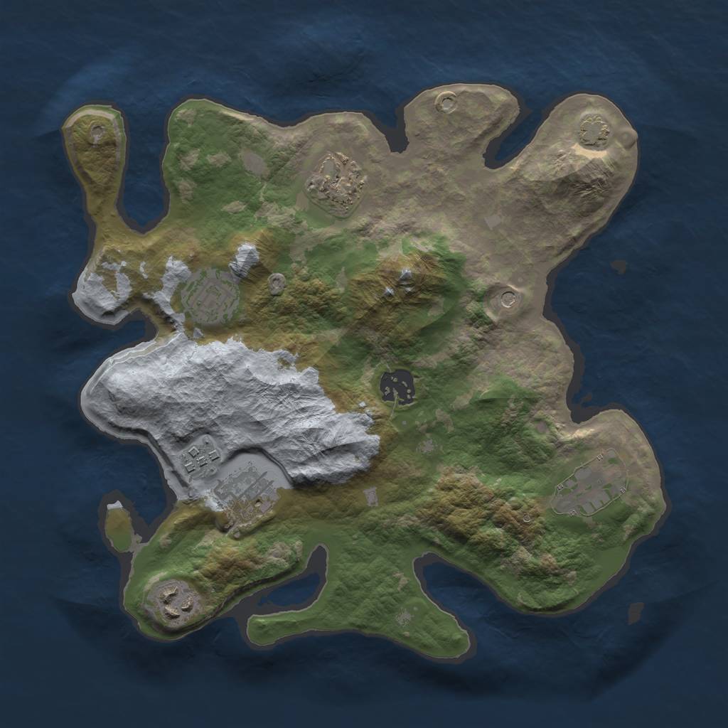 Rust Map: Barren, Size: 3000, Seed: 554457734, 11 Monuments