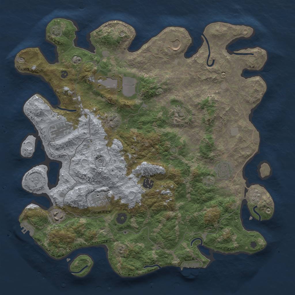 Rust Map: Procedural Map, Size: 4000, Seed: 85670, 17 Monuments