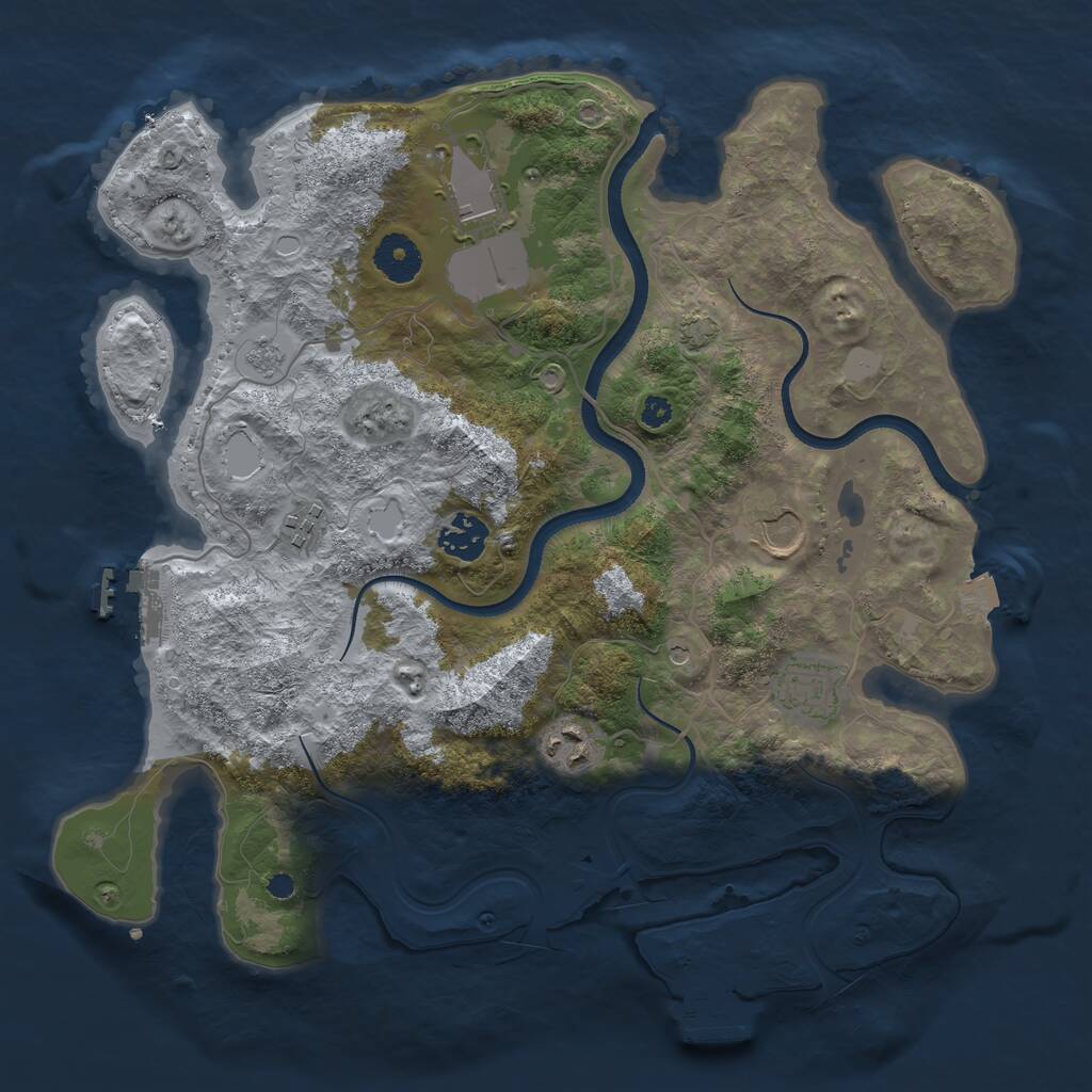 Rust Map: Procedural Map, Size: 3500, Seed: 2092172849, 12 Monuments