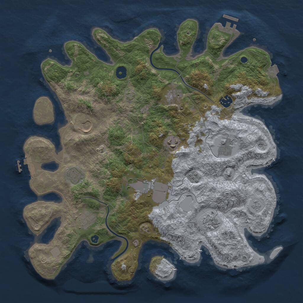 Rust Map: Procedural Map, Size: 3850, Seed: 96879064, 16 Monuments