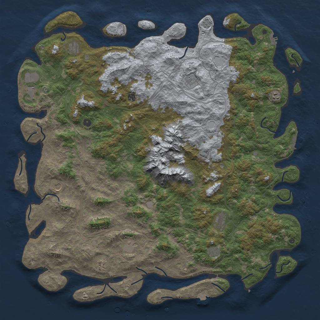 Rust Map: Procedural Map, Size: 6000, Seed: 1094178312, 19 Monuments