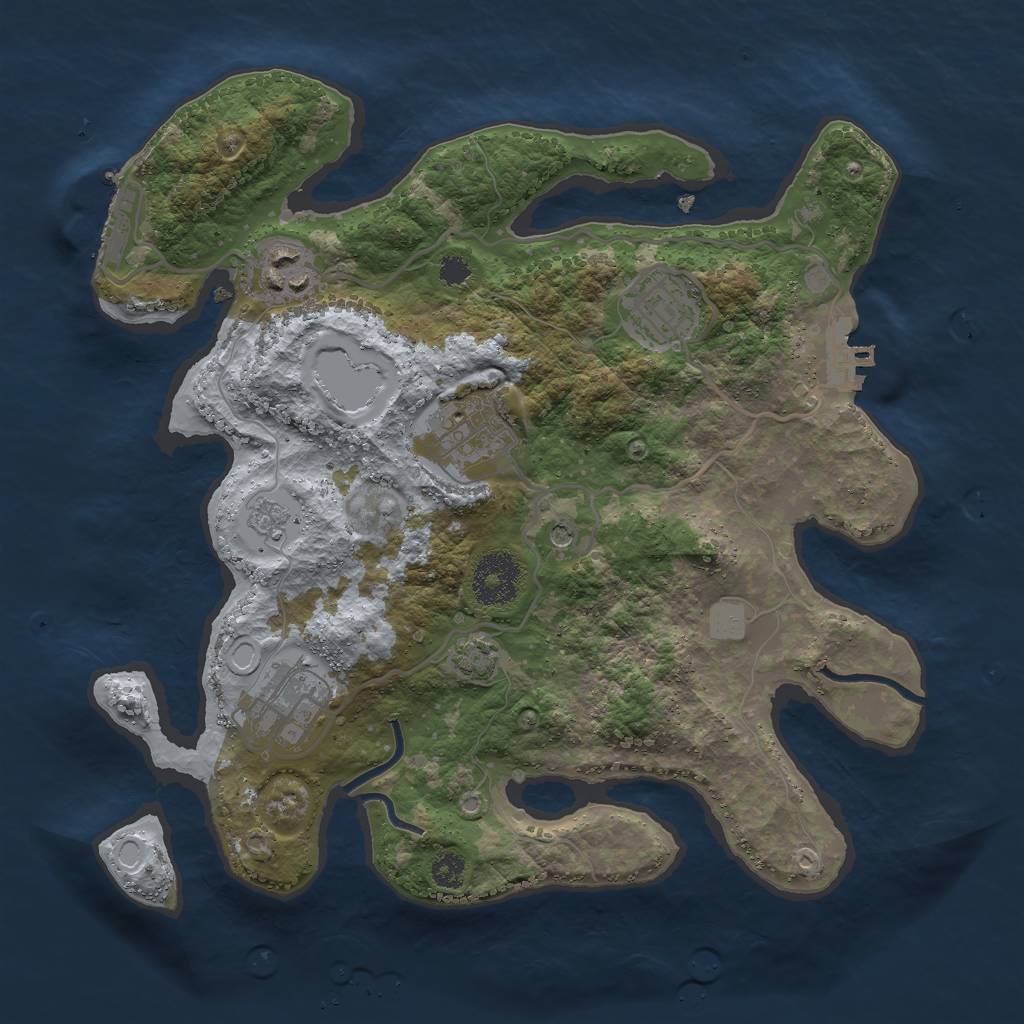Rust Map: Procedural Map, Size: 3000, Seed: 673874, 12 Monuments