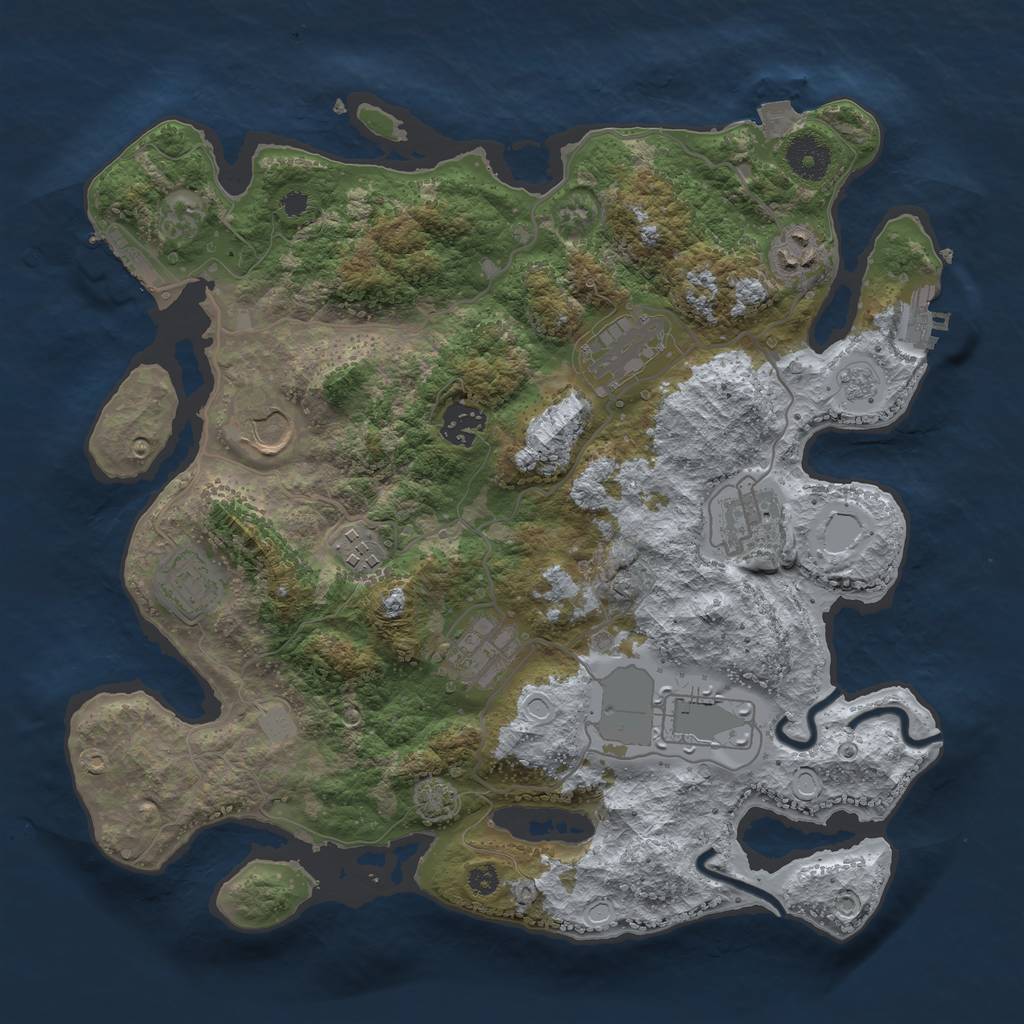 Rust Map: Procedural Map, Size: 3500, Seed: 312128410, 16 Monuments