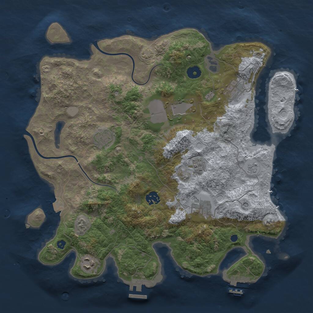 Rust Map: Procedural Map, Size: 3500, Seed: 2123835523, 13 Monuments