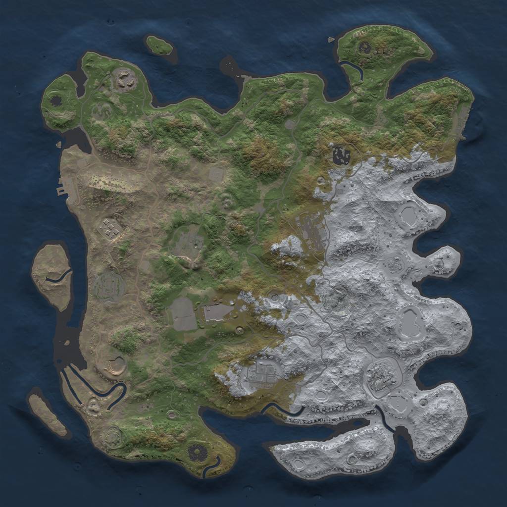 Rust Map: Procedural Map, Size: 4000, Seed: 681676520, 18 Monuments