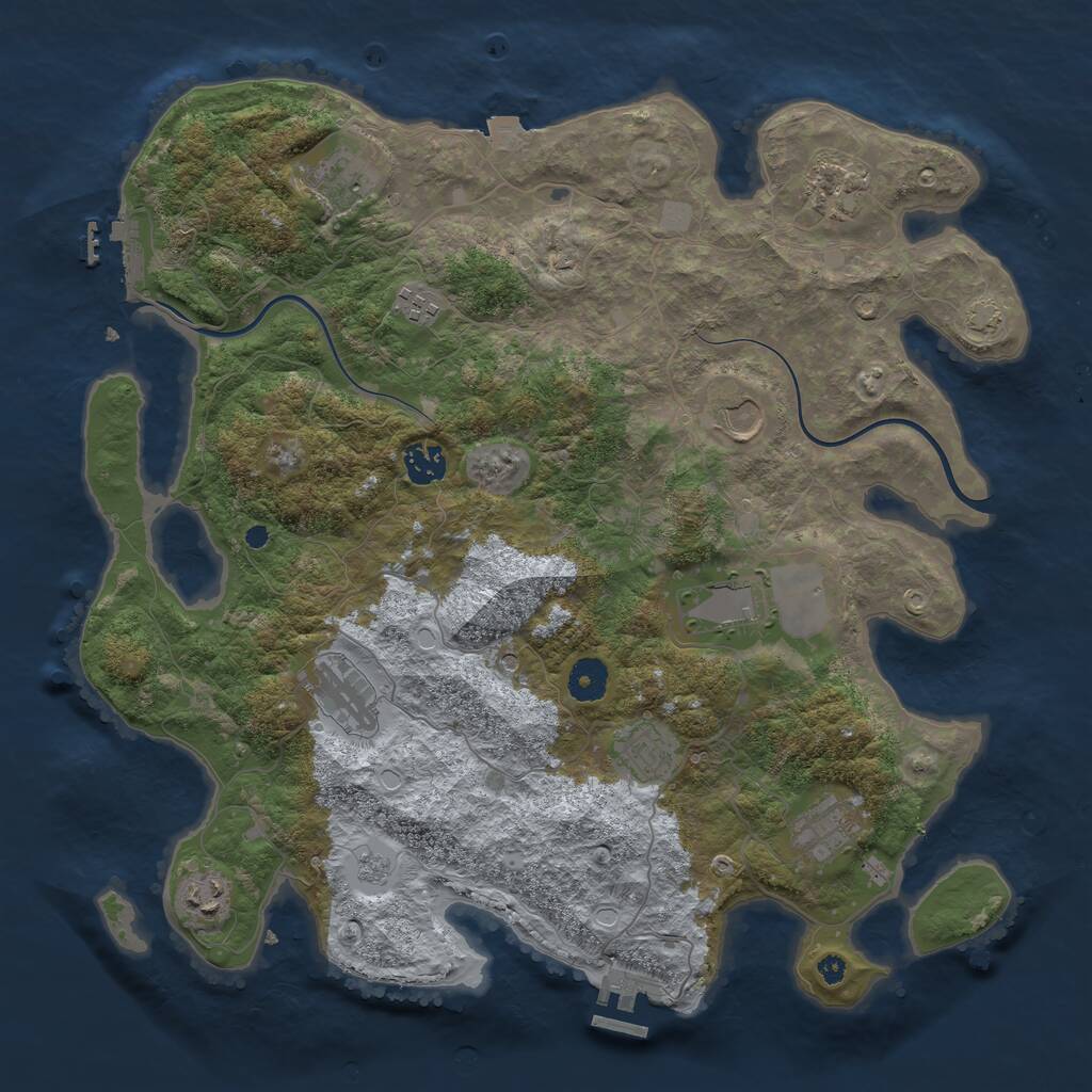 Rust Map: Procedural Map, Size: 3900, Seed: 339853298, 16 Monuments
