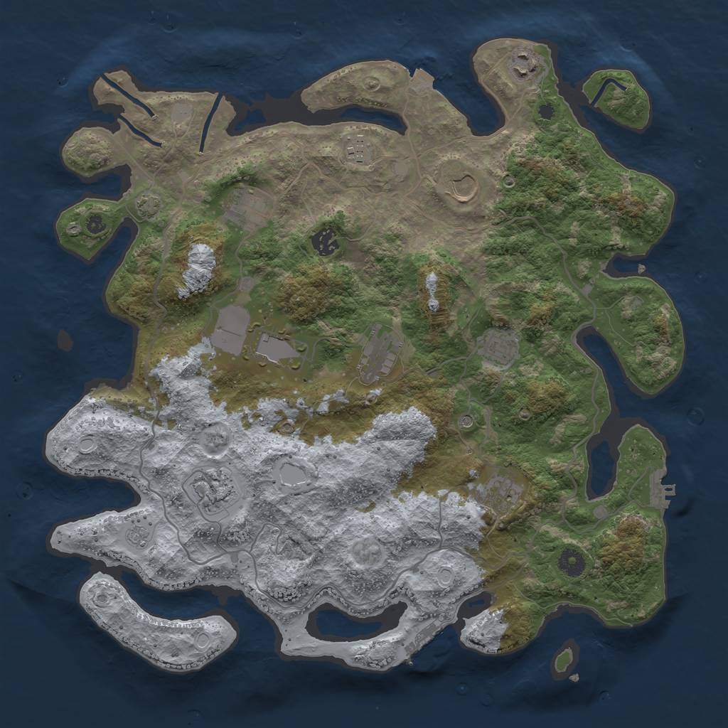 Rust Map: Procedural Map, Size: 4000, Seed: 1627452318, 18 Monuments