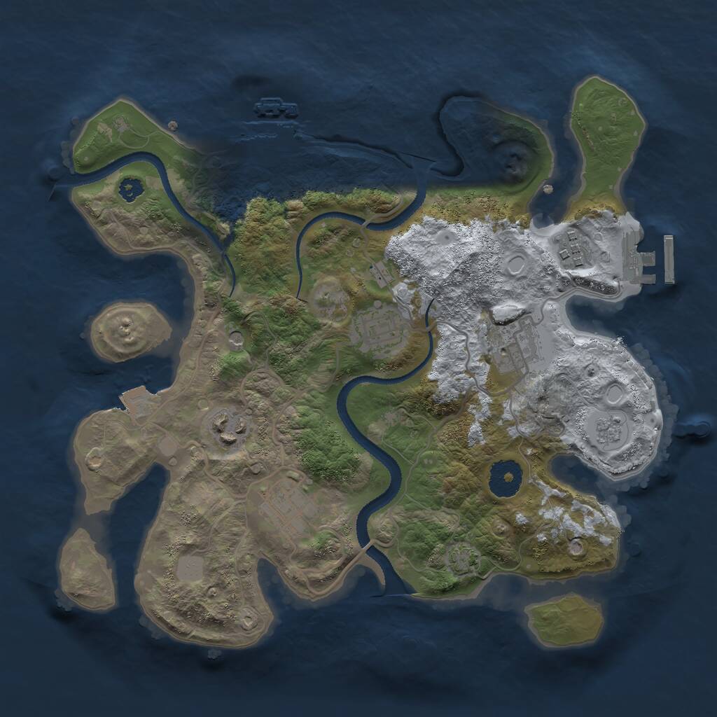 Rust Map: Procedural Map, Size: 3000, Seed: 548739865, 11 Monuments