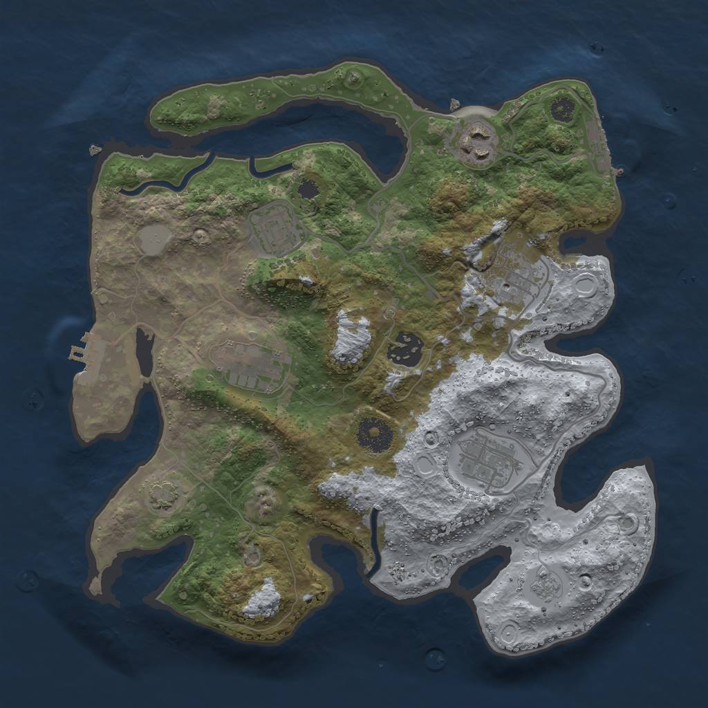 Rust Map: Procedural Map, Size: 3000, Seed: 1615922003, 13 Monuments