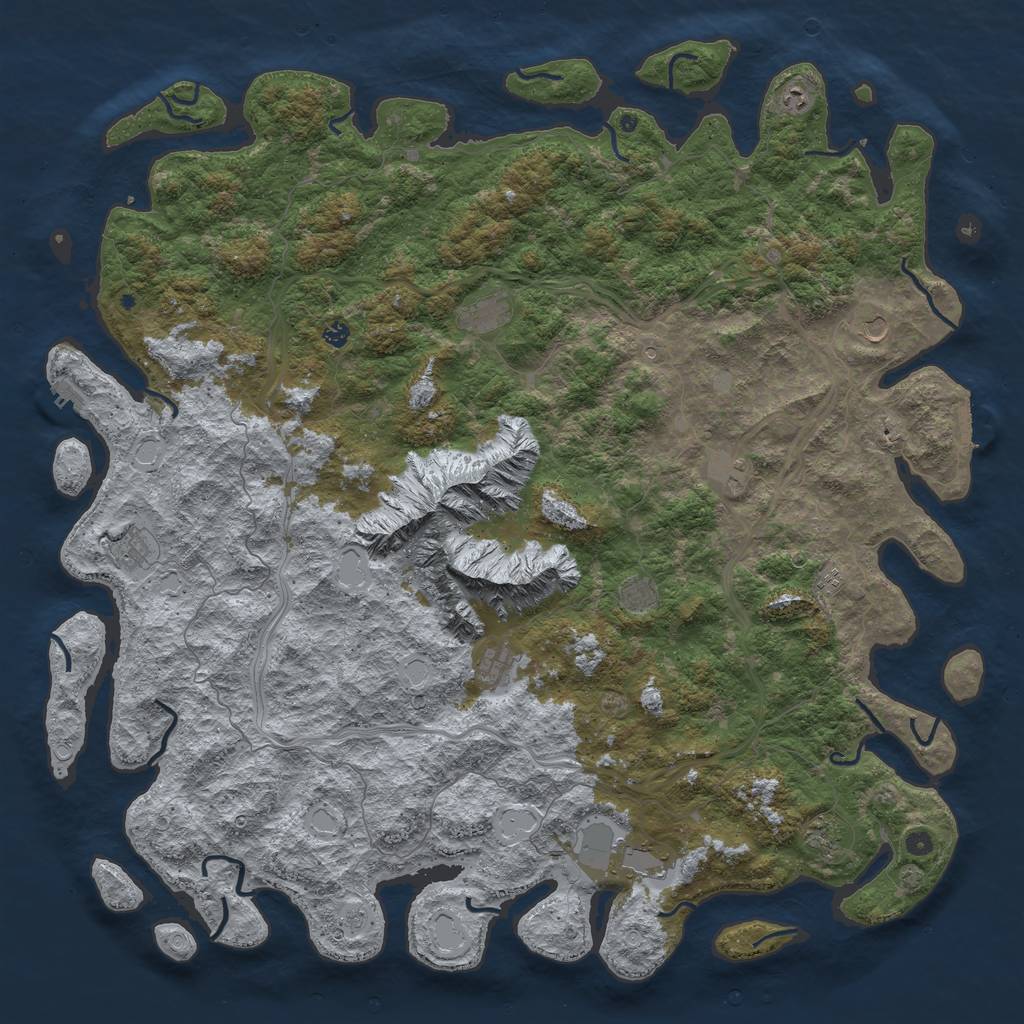 Rust Map: Procedural Map, Size: 6000, Seed: 660394854, 19 Monuments