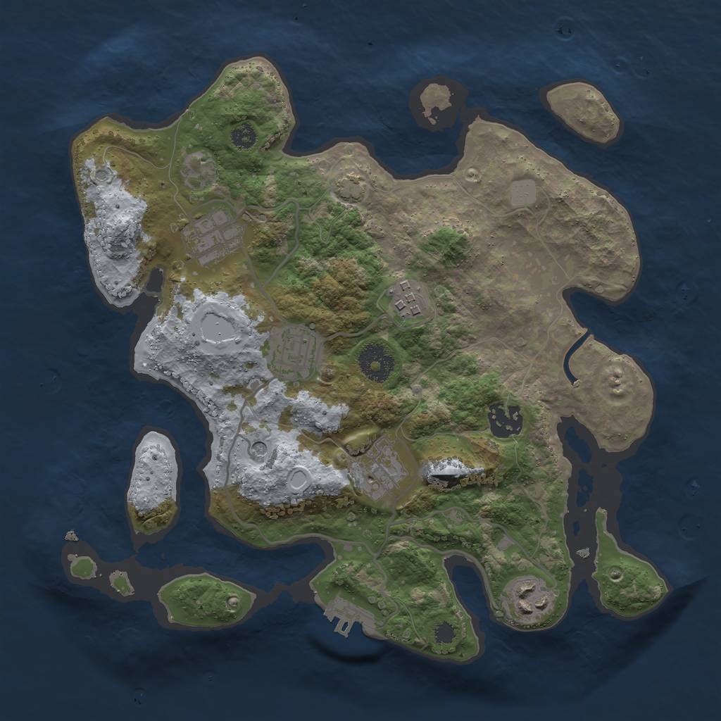 Rust Map: Procedural Map, Size: 3000, Seed: 1183478876, 12 Monuments